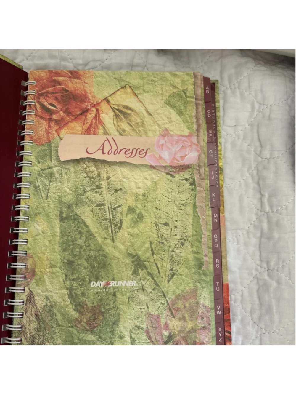 Address Book With Floral Cover & Back With Tabbed Dividers